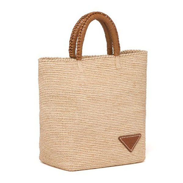 プラダラフィアxレザー ハンドバッグスーパーコピー1BG331_2DJS_F0A5T